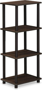 RATA Book Shelf, 5-Tier Industrial Multipurpose Flat Base Bookshelf, Bookcase with Metal Frame, Wide, Columbia Walnut