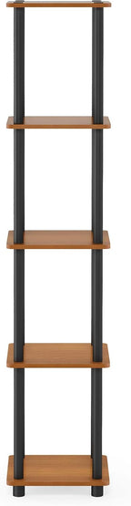 Turn-N-Tube 5-Tier Corner Square Rack Display Shelf, Round, Light Cherry/Black