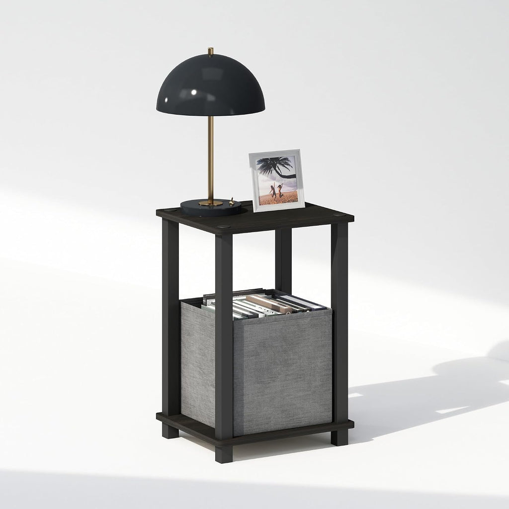 Simplistic Toolless 2-Tier Compact Night Stand, Espresso