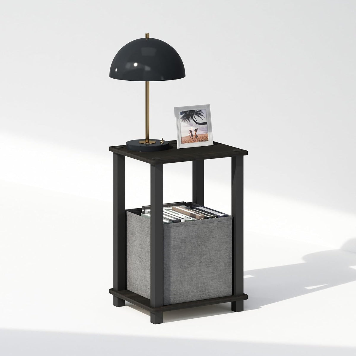 Simplistic Toolless 2-Tier Compact Night Stand, Espresso