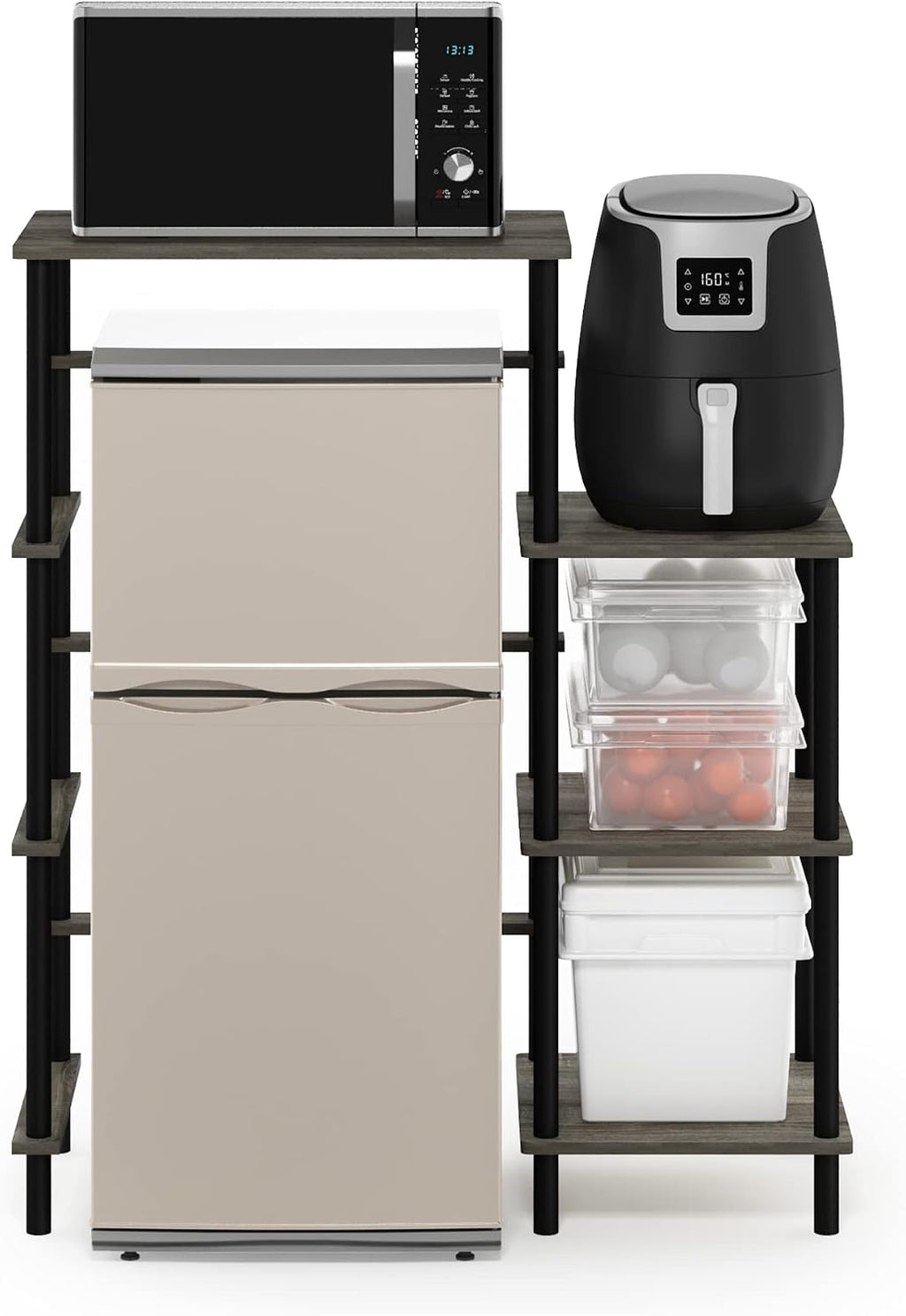 Turn-N-Tube Toolless 4-Tier Coffee Bar, French Oak Grey
