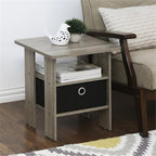 ANDREY Set of 2 Square 2-Tier Side Table, End Table, French Oak