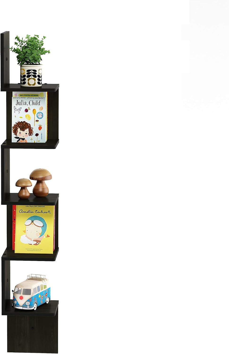 Rossi 5-Tier Corner Square Floating Shelves for Wall, Espresso