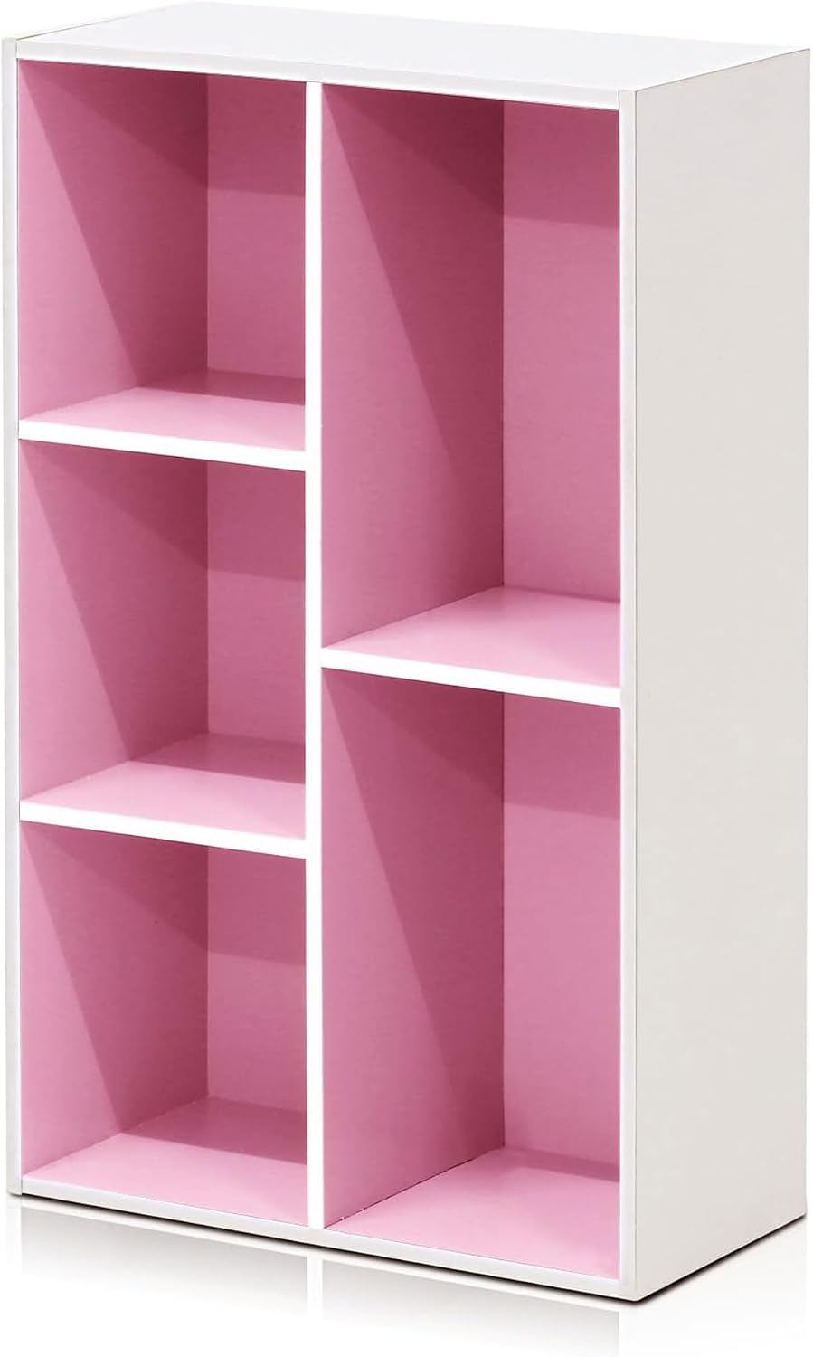 LUDER 5-Cube Book Shelf, Kids Bookshelf, Toy Storage, White/Pink