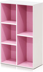 LUDER 5-Cube Book Shelf, Kids Bookshelf, Toy Storage, White/Pink