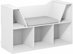 LOVA Book Shelf with Reading Nook, 5-Cube Bookshelf with 22.4" Wide Seat Cushion, Reading Nook, Organizers and Storage with Bench, for Bedroom, Living Room, White
