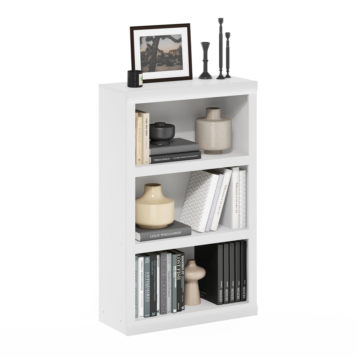 4-Tier Book Shelf, Open Shelves Bookshelf, Light Blue/White