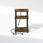 JUST 3-Tier Night Stand with Charging Station, Amber Pine