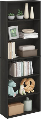 Jaya Simply Home Free Standing 6-Tier Open Storage Bookcase, Espresso
