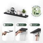 Tanna Floating Shelves for Wall, 12 x 47 Wall Shelf, Single Set Wall Mounted Floating Shelf with Invisible Bracket, 2-Inch Thick, for Bathroom, Living Room, Bedroom, Home Office, Americano
