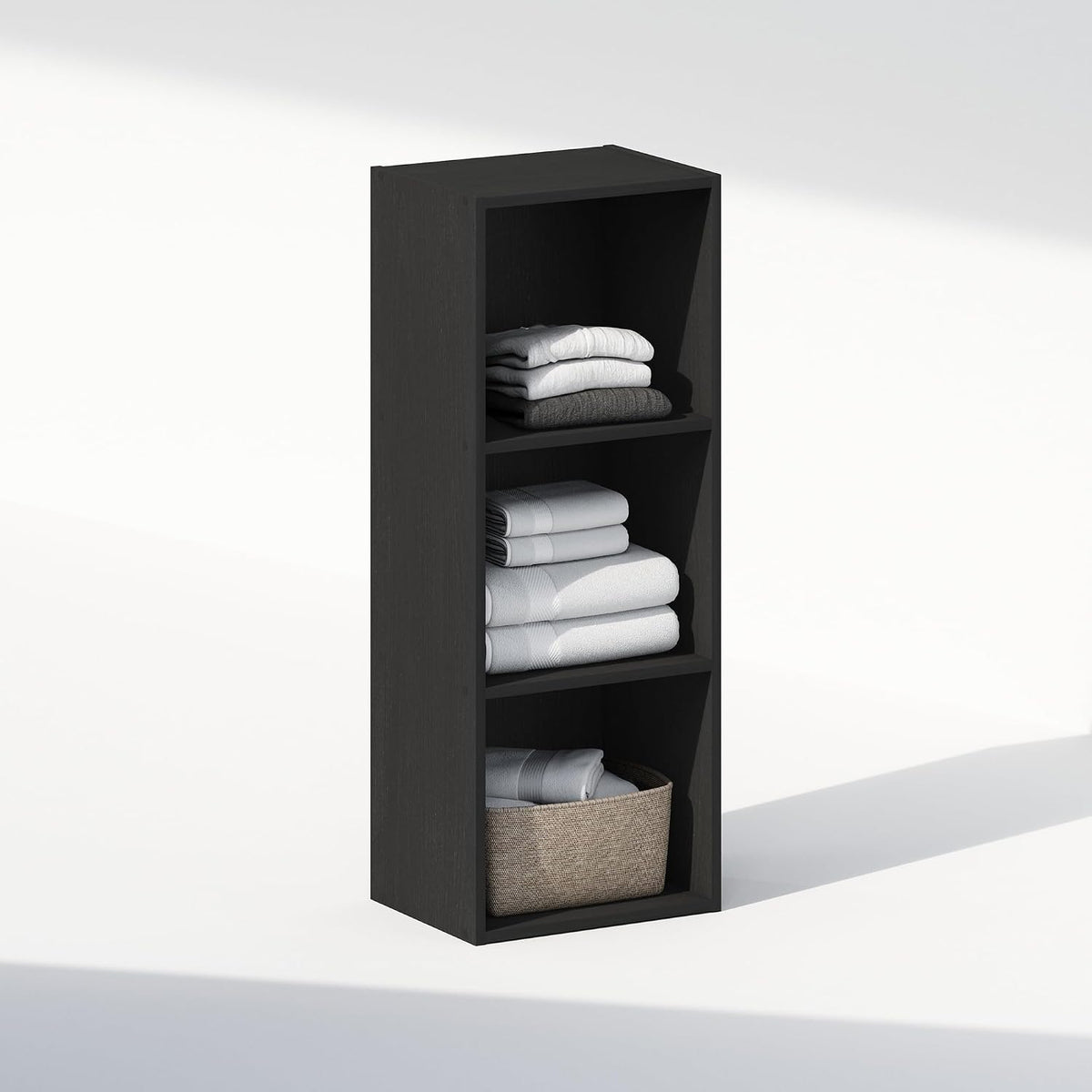 Reed Closet Organizers and Storage, 3-Tier Closet Organizer, Open Shelf Closet Storage, for Wardrobe, Bedroom, Living Room, Blackwood