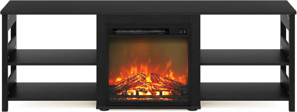 CLASSIC Fireplace 3-Tier TV Stand for TV up to 70 Inch, Americano