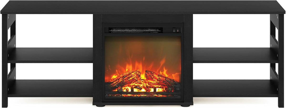 CLASSIC Fireplace 3-Tier TV Stand for TV up to 70 Inch, Americano