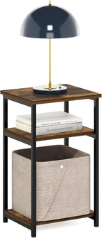 JUST 3-Tier Metal Frame Telephone Table, Amber Pine