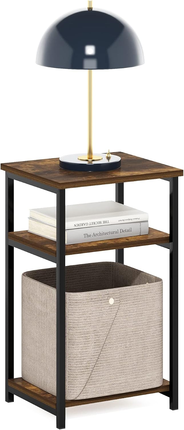 JUST 3-Tier Metal Frame Telephone Table, Amber Pine