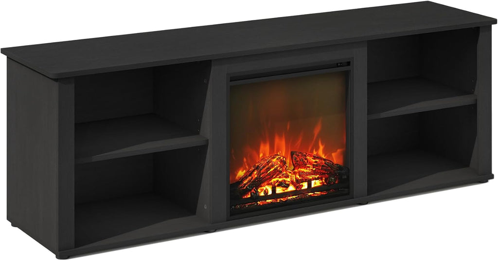 Jensen Fireplace TV Stand, NO Heat Decorative Electric Fireplace TV Stand for TV up to 70 Inch, with Closed Back Storage, for Living Room, Americano