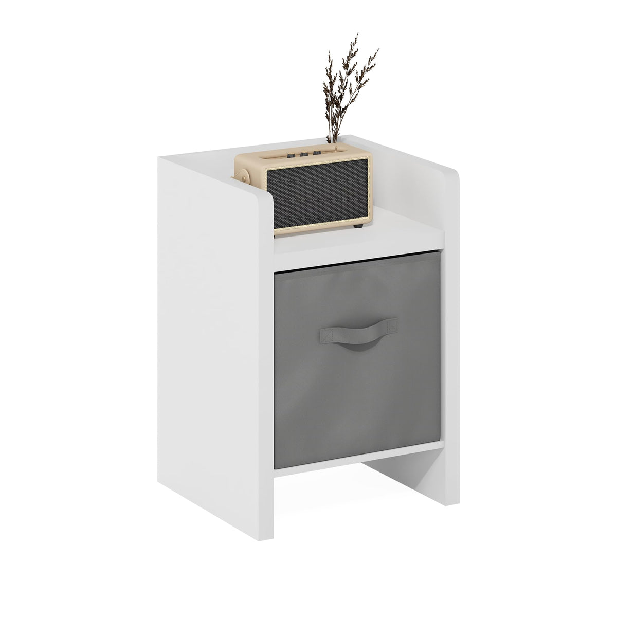 Andrey Set of 2 End Table / Side Table / Night Stand / Bedside Table with Bin Drawer, Dark Brown/Black