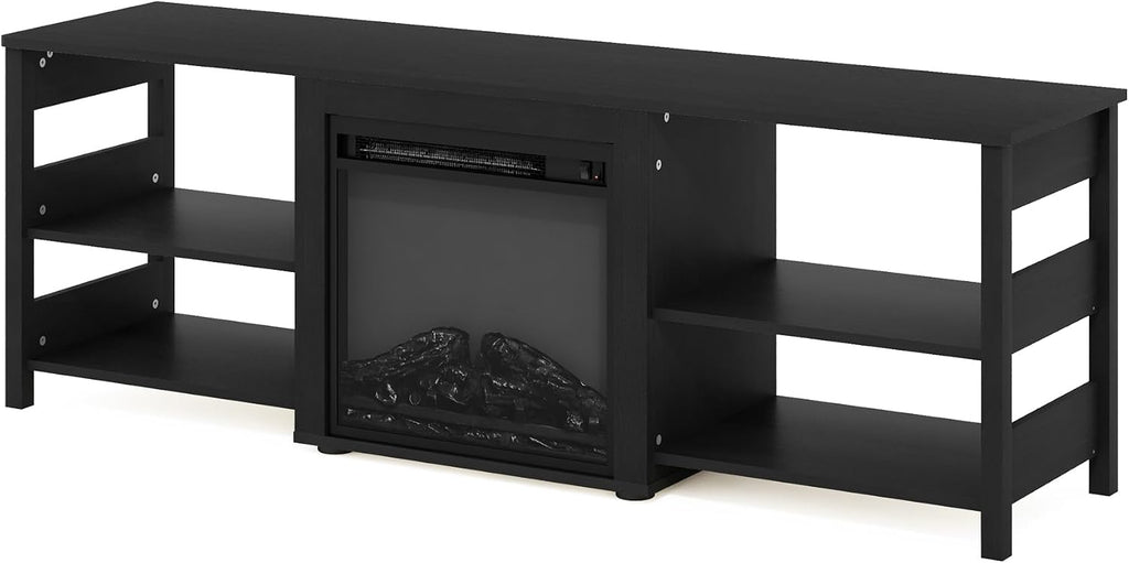 CLASSIC Fireplace 3-Tier TV Stand for TV up to 70 Inch, Americano
