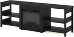 CLASSIC Fireplace 3-Tier TV Stand for TV up to 70 Inch, Americano