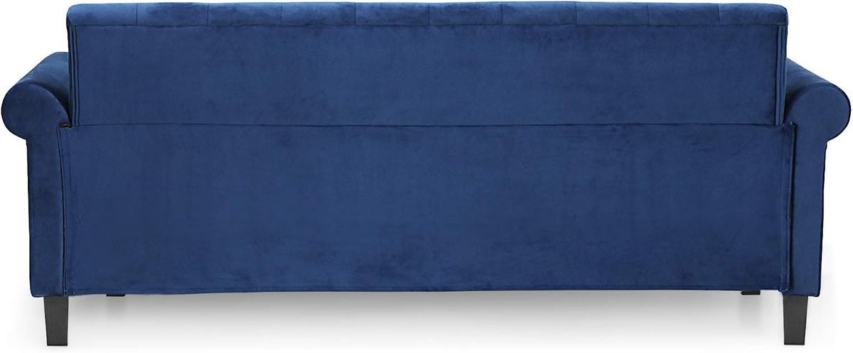 Bastia 3-Seater Loveseat Sofa, 79" Wide, Navy Velvet