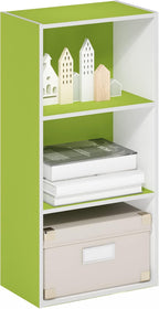 LUDER 3-Tier Book Shelf, Open Shelves Bookshelf, Green/White