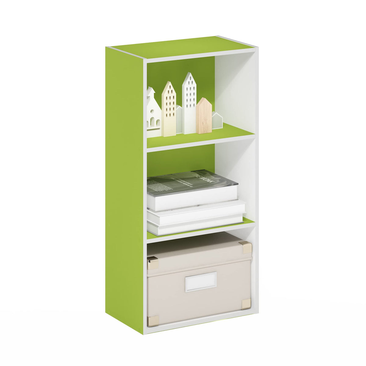 4-Tier Book Shelf, Open Shelves Bookshelf, Light Blue/White