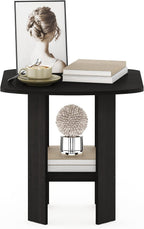 SIMPLE DESIGN Side Table, 2-Tier Modern End Table with Soft Edges, Open Shelves Night Stand, Bedside Table, for Living Room, Bedroom, Espresso