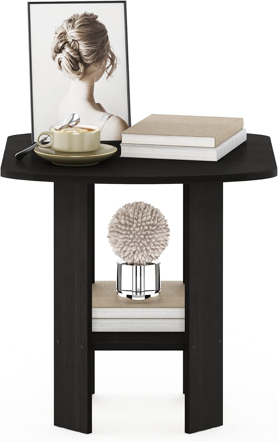 SIMPLE DESIGN Side Table, 2-Tier Modern End Table with Soft Edges, Open Shelves Night Stand, Bedside Table, for Living Room, Bedroom, Espresso