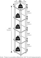Turn-N-Tube 5-Tier Corner Square Rack Display Shelf, Round, Light Cherry/Black
