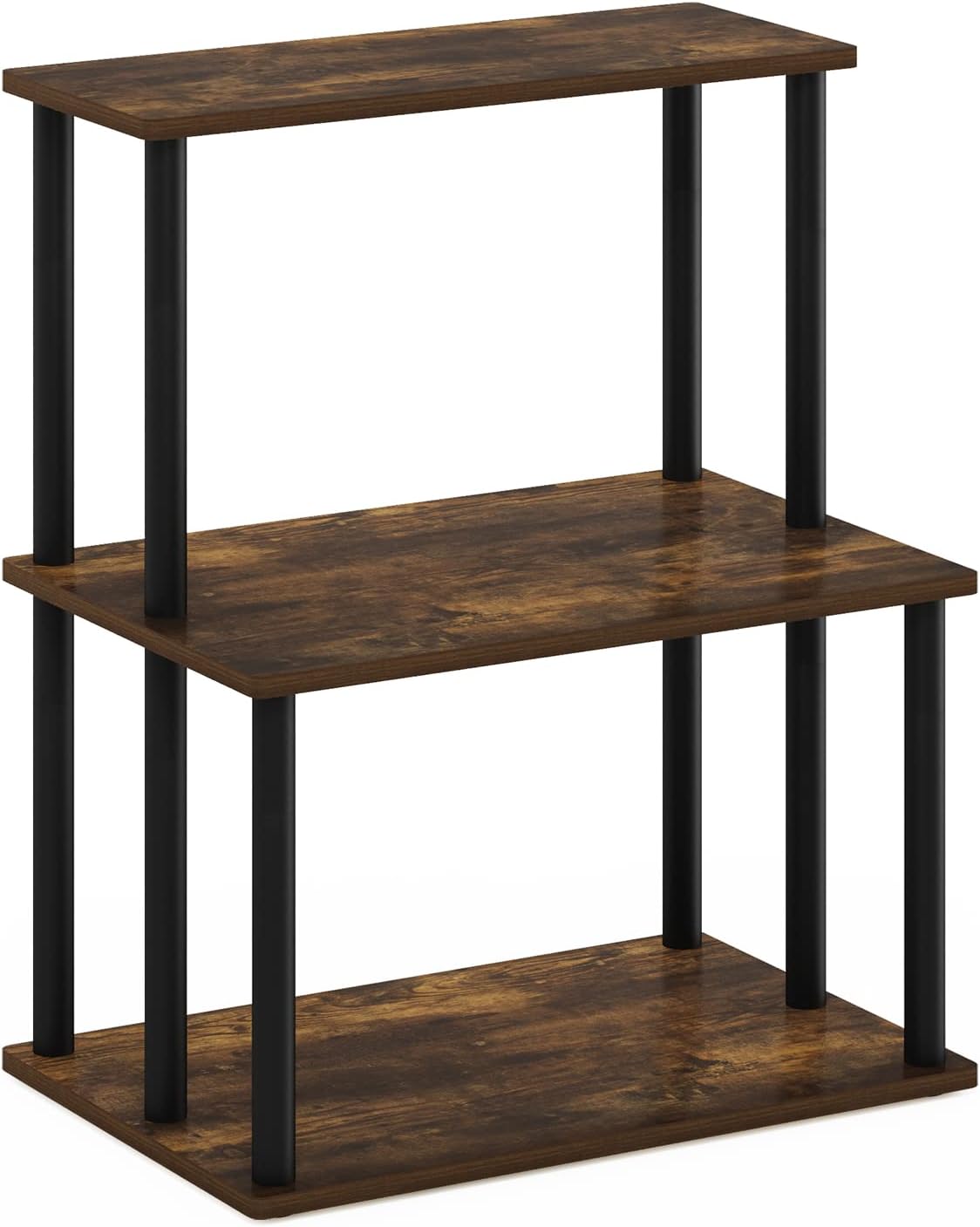 Turn-N-Tube 3-Tier Toolless Kitchen Storage Shelf, Amber Pine/Black