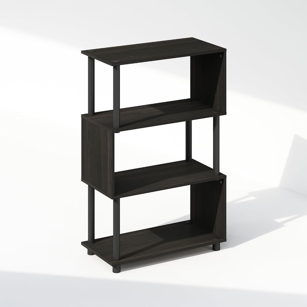 Reed 4-Tier Geometric Book Shelf with Open Shelf, Espresso