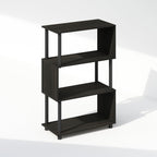 Reed 4-Tier Geometric Book Shelf with Open Shelf, Espresso