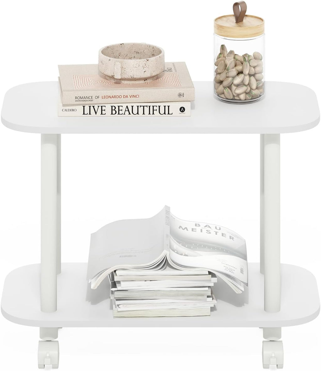 Turn-N-Tube Toolless 2-Tier Oval Book Cart, White