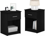 Tidur Set of 2 Modern Night Stand, Nightstand, Americano