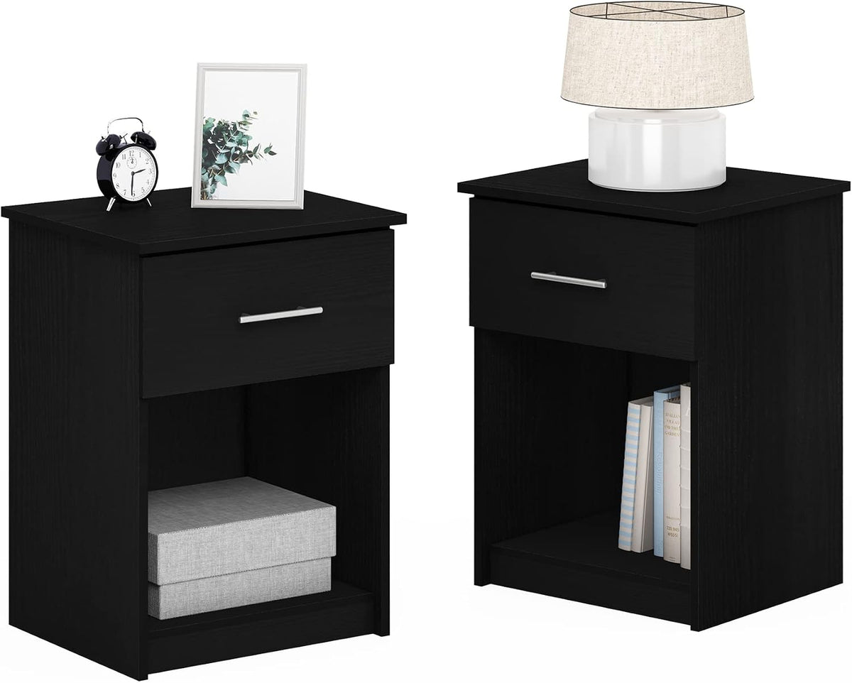 Tidur Set of 2 Modern Night Stand, Nightstand, Americano