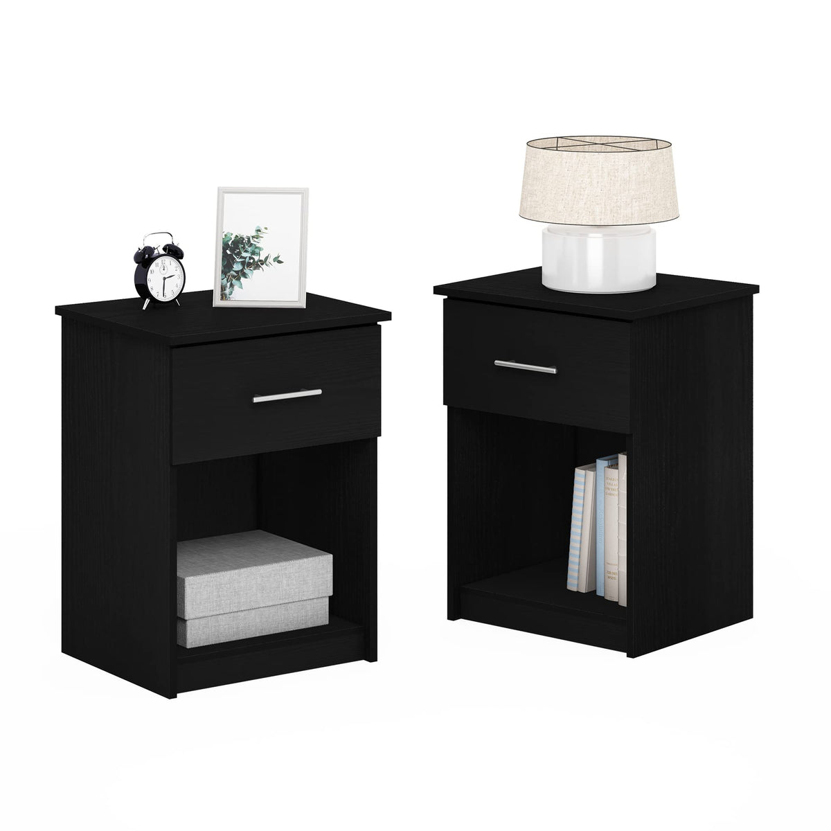 ANDREY Set of 2 Square 2-Tier Side Table, End Table, French Oak