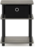 Turn-N-Tube 3-Tier End Table, French Oak Grey/Black/Black,18063GYW/BK/BK