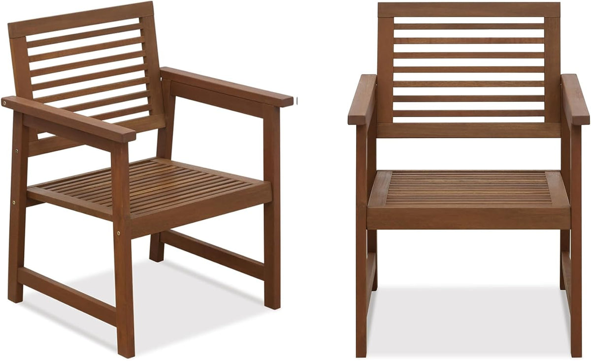 TIOMAN Patio Chair, Set of Two, Outdoor Lawn Chair, Armchair Without Cushion, for Patio, Garden, Porch, Light Wood