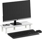 TURN-N-TUBE Monitor Stand Riser, 23.6" Wide Rectangle Monitor Riser, Laptop Stand for Desk, Office Desktop Accessories Organizers, Toolless Assembly, For Study Room, Dorm, White