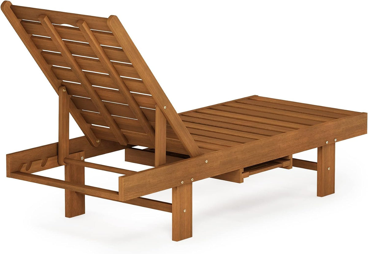 Tioman Outdoor Sun Lounger with Side Tray, Natural
