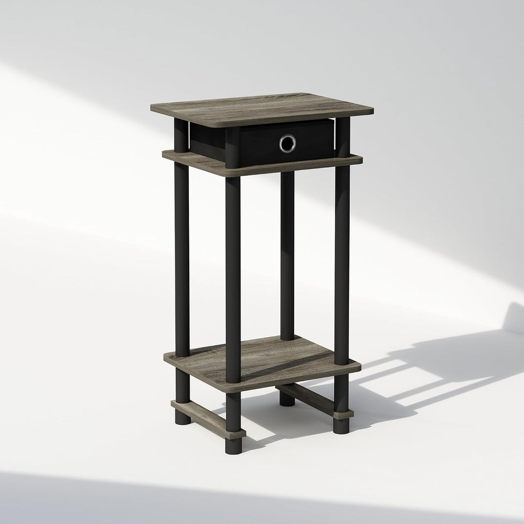 Turn-N-Tube Tall Nightstand with Bin, 1-Pack, Plastic Poles, French Oak/Black/Black