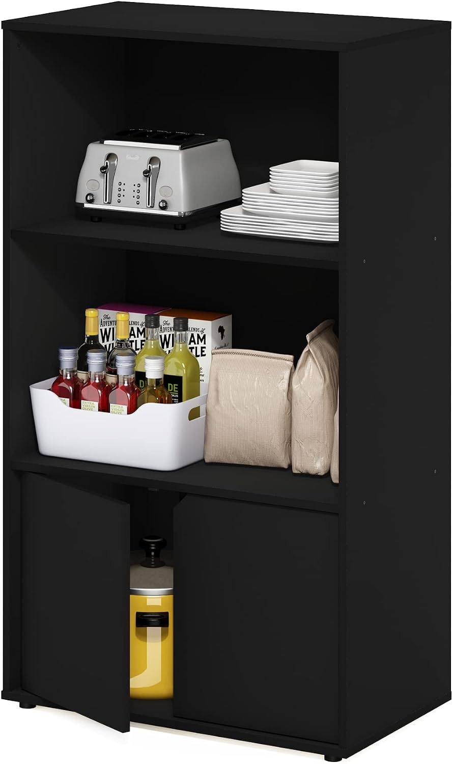 Jaya Kitchen Storage Shelf with Cabinet, Americano