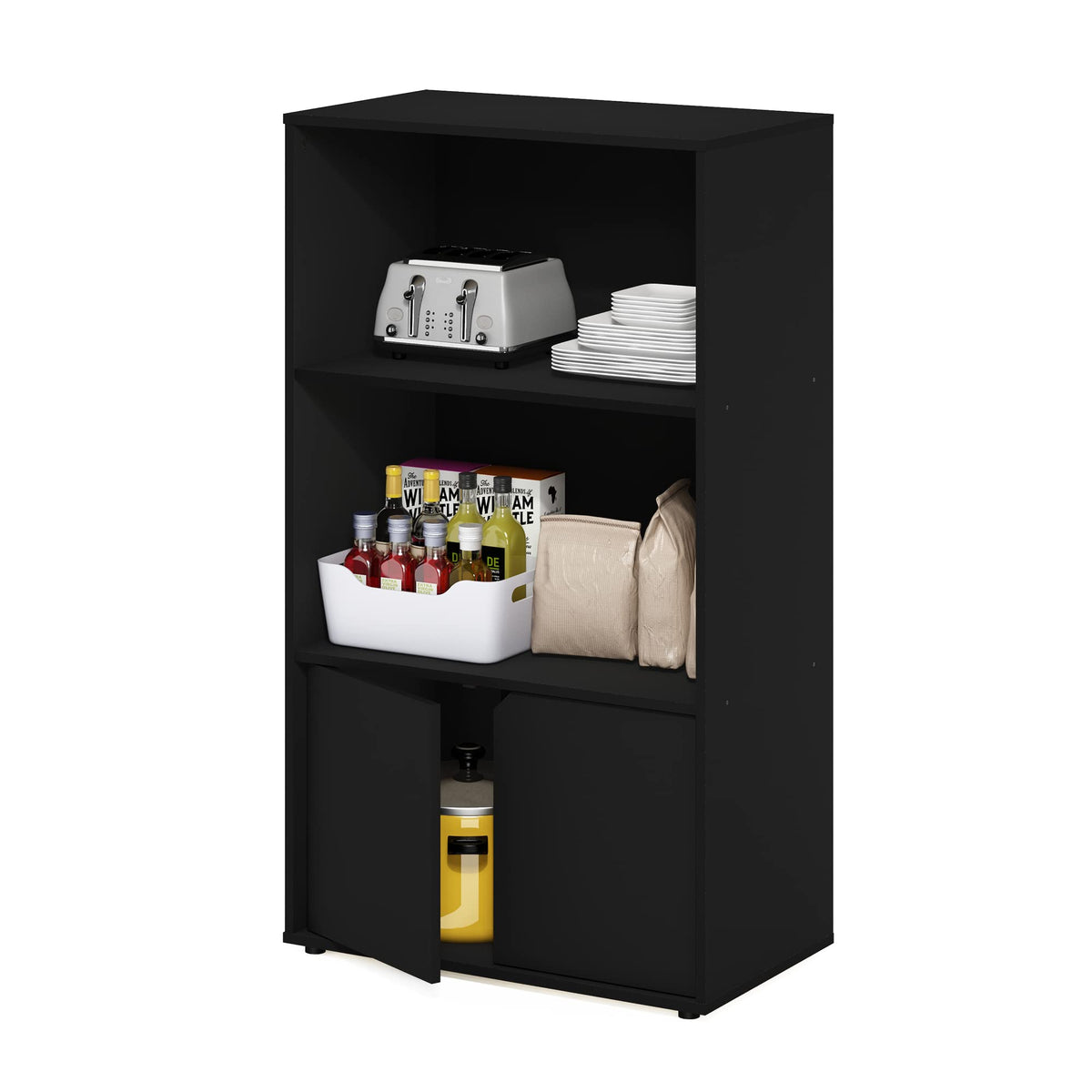 Jaya Kitchen Storage Shelf with Cabinet, Americano