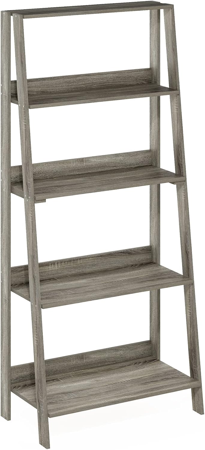 Ladder Bookcase Display Shelf, 5-Tier, French Oak