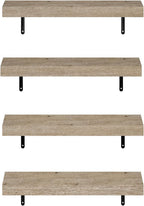 Tanna Oak Floating Shelves for Wall Set of 4, 22-Inch Wall Shelf, Wall Mounted Shelf, for Bathroom, Home Office, Living Room, Natural Oak