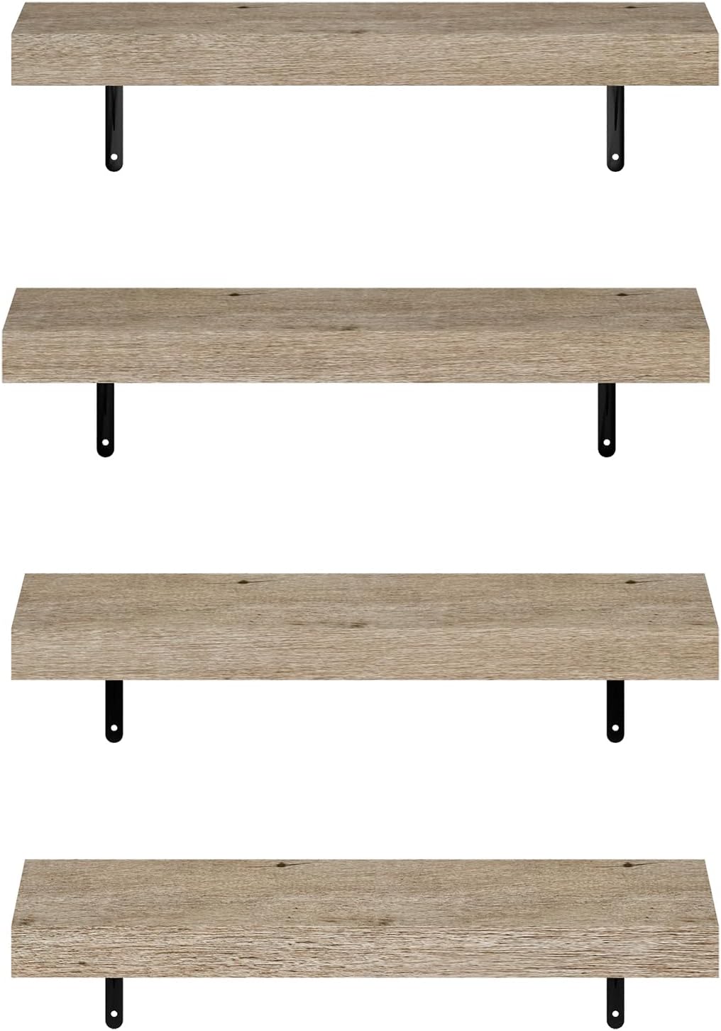 Tanna Oak Floating Shelves for Wall Set of 4, 22-Inch Wall Shelf, Wall Mounted Shelf, for Bathroom, Home Office, Living Room, Natural Oak