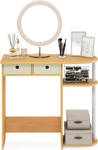 Go Green Desk, 31.5" Wide Gaming Desk with 2 Side Shelves and Storage Bins, Computer Desk, Office Desk for Home Office, Study Room, Dorm, Bedroom, Beech