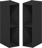 Fulda Book Shelf Set of 2, 2-Tier Narrow Bookshelf, 6" W, Blackwood