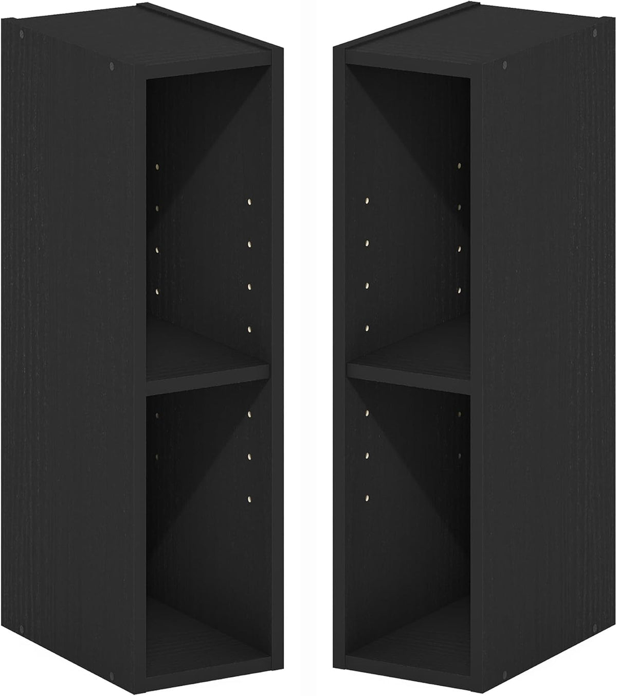 Fulda Book Shelf Set of 2, 2-Tier Narrow Bookshelf, 6" W, Blackwood