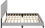 Skylar King Size Bed Frame with Geometric Design Upholstered Headboard, Bedframe with Adjustable Headboard, No Box Spring Needed, 12pcs Wooden Slat Support, for Bedroom, Dorm, Light Grey